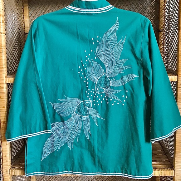 Vintage Teal Embroidered Tunic Top - Picture 11 of 14